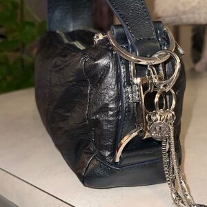 A/X Armani Exchange Black Leather Bag with Chain Accents